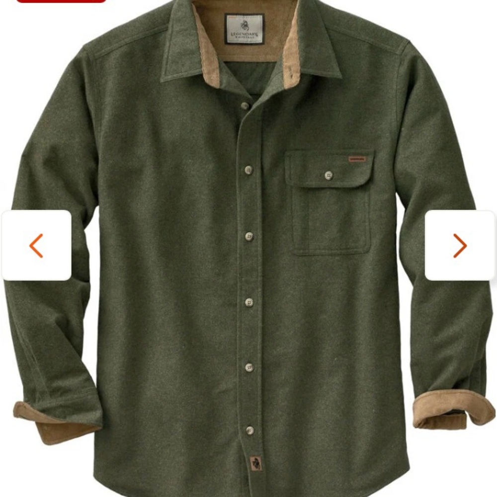 Men's Buck Camp Flannel Shirt (Army Green) Legendary Whitetail (Men’s Small)